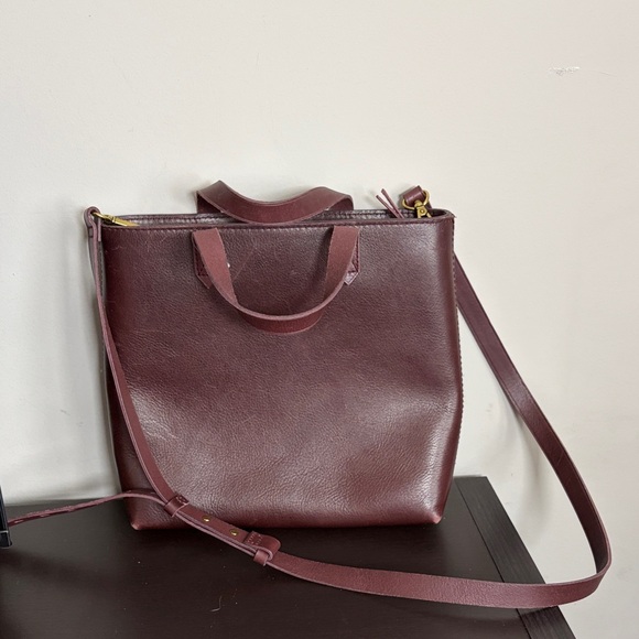 Madewell The Zip Top Transport Crossbody Cow Leather Dark Cabernet Bag Purse - Picture 2 of 14